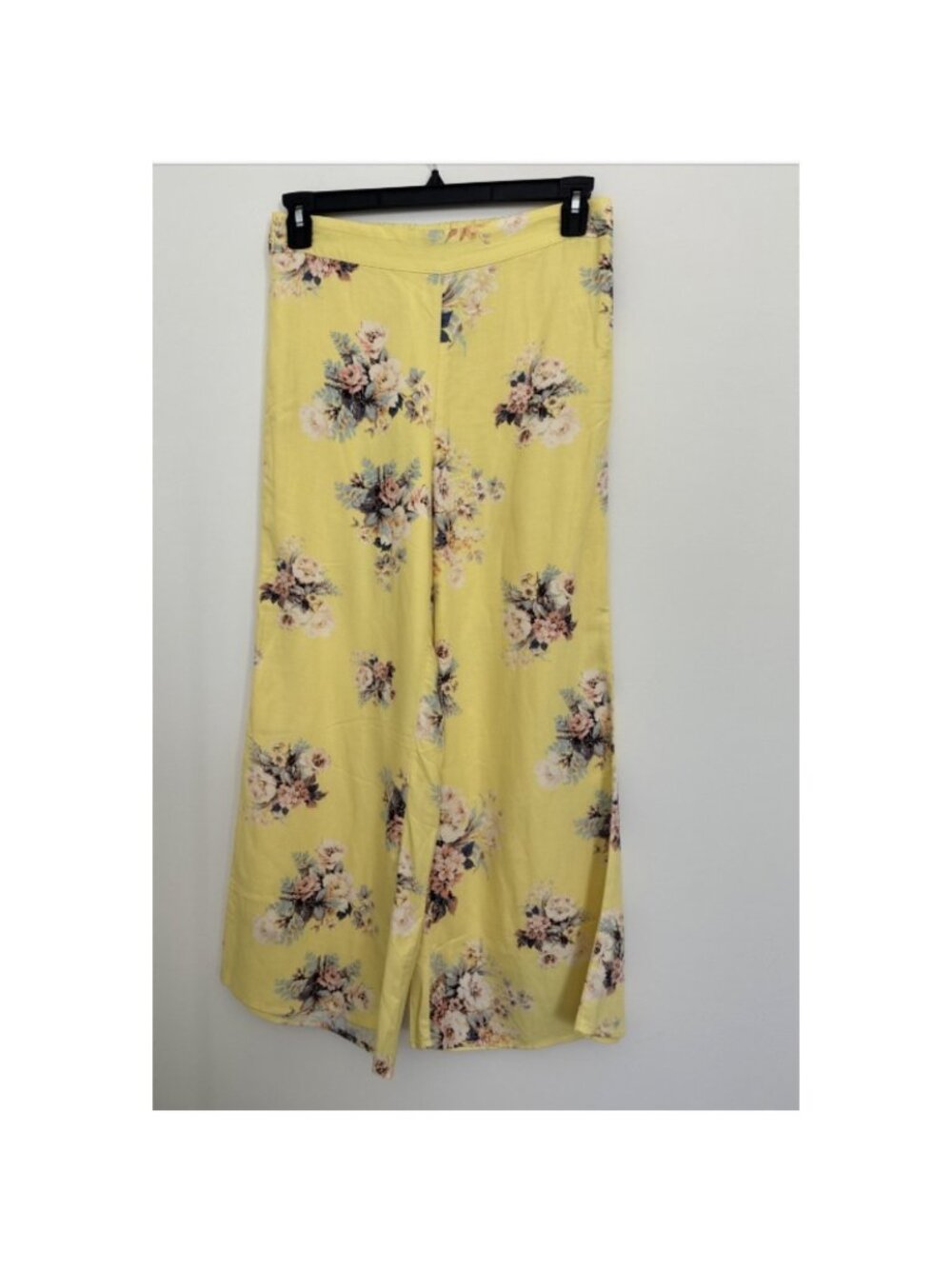 Feather Bone by Anthropologie Wide Leg Pants Womens 6 Yellow Floral Ankle Length